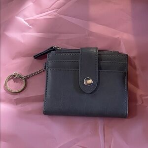 Black Leather Wallet with Keychain